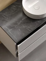 Тумба под раковину со столешницей Sancos Snob R 100 bianco, столешница черный мрамор, с отв. под смеситель