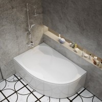 Акриловая ванна Triton Мари R 170x110 см, угловая, левая, пристенная, белая, асимметричная, с каркасом