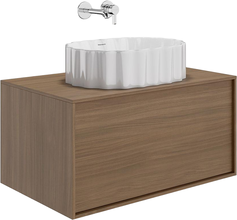 Накладная раковина KERAMA MARAZZI Conchiglia 51 глянцевая белая, овальная, с 1 отверстием под смеситель