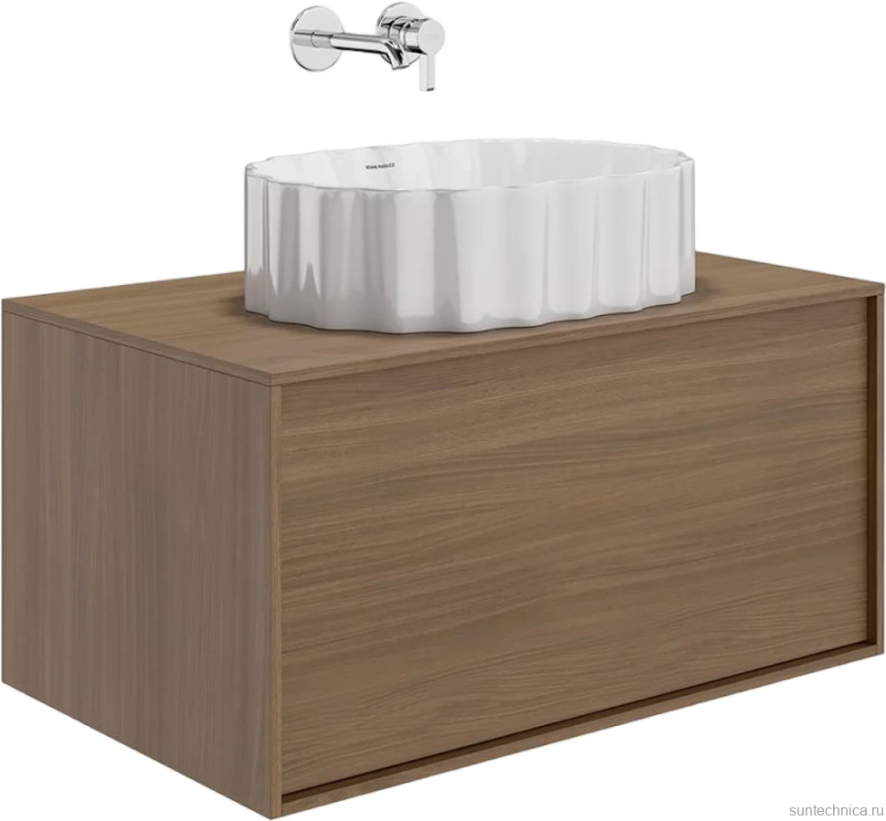Накладная раковина KERAMA MARAZZI Conchiglia 51 глянцевая белая, овальная, с 1 отверстием под смеситель