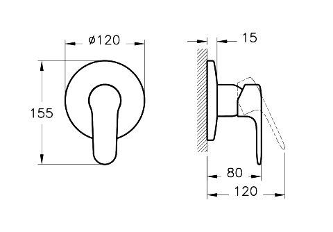 Встраиваемый смеситель для душа и ванны VitrA Root Round A4272834EXP С ВНУТРЕННЕЙ ЧАСТЬЮ, брашированный никель