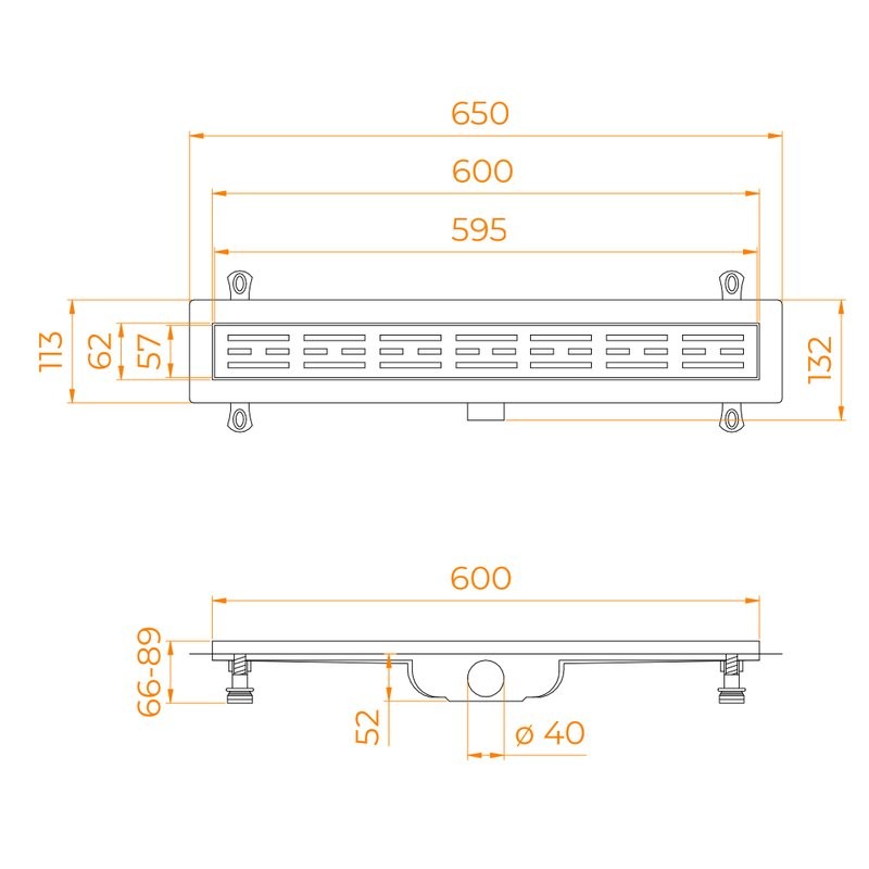 Душевой трап (лоток) RGW Drain Leo 40 60 см, решетка хром, с сифоном