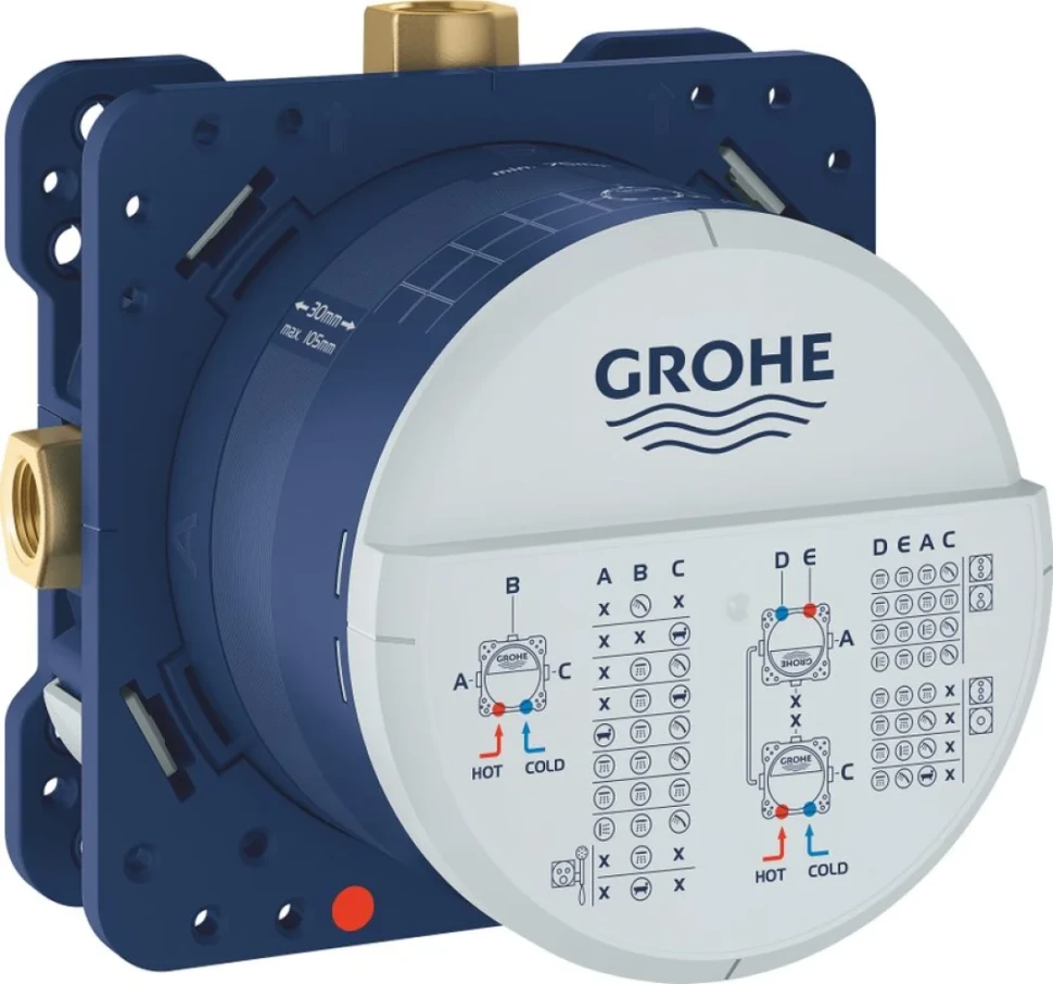 Термостатический смеситель встраиваемый Grohe Grohtherm SmartControl 29124AL0 С ВНУТРЕННЕЙ ЧАСТЬЮ, матовый темный графит