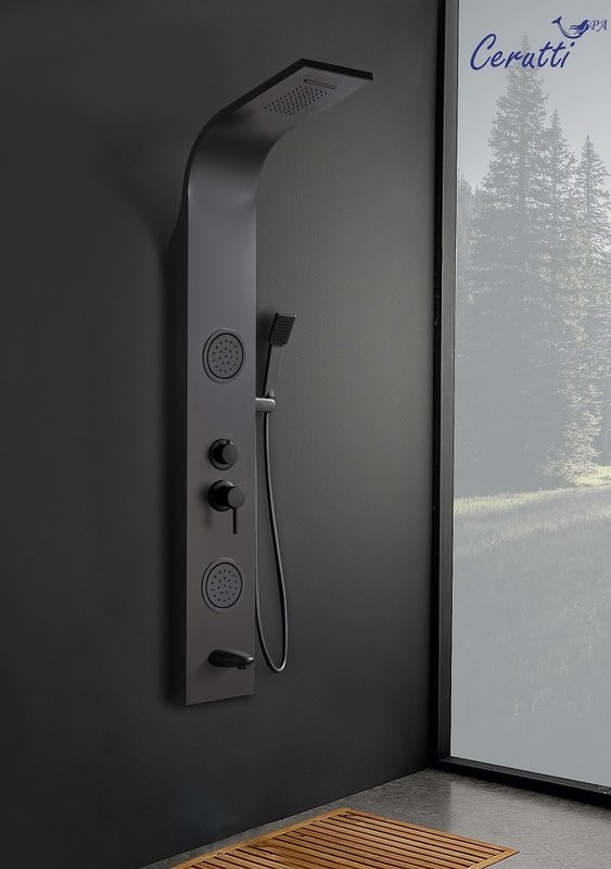 Душевая панель Ceruttispa Twin BK CT9984 матовая черная