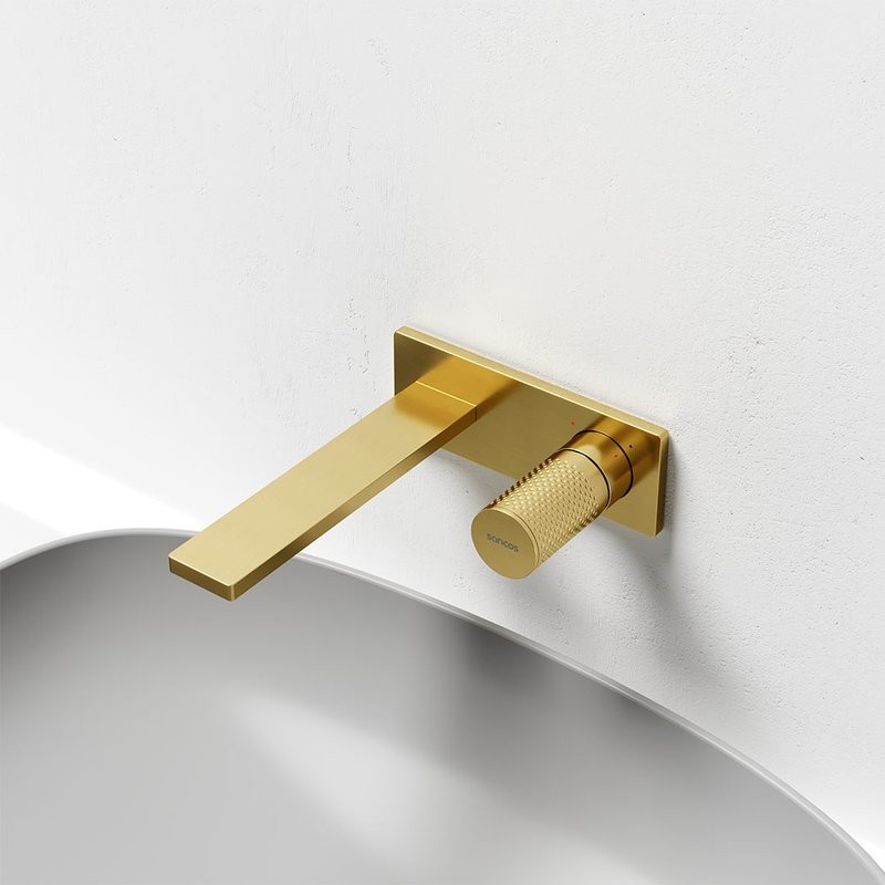 Смеситель для раковины Sancos Nexus, брашированное золото, PVD покрытие, SC9013BG
