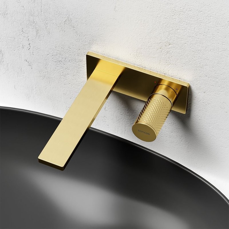 Смеситель для раковины Sancos Nexus, брашированное золото, PVD покрытие, SC9013BG