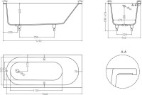 Ванна из искусственного камня Salini Ornella S-Sense 170x75 см, встраиваемая, матовая белая, на ножках