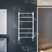 Полотенцесушитель электрический Grota Costa 530х1000 RAL9016 EL 100x55 см, подключение справа, слева, скрытое подключение справа, матовый белый, лесенка, из стали