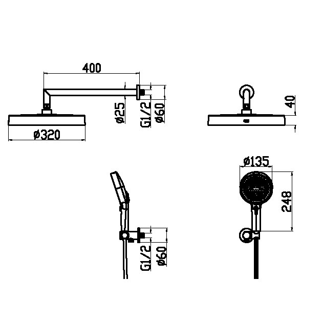 Душевой гарнитур Boheme Cell 427-BRB brushed bronze
