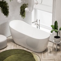 Акриловая ванна Sancos Perla FB06 170x70 см, отдельностоящая, белая, овальная, с каркасом, со сливом-переливом