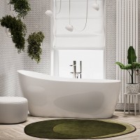 Акриловая ванна Sancos Perla FB06 170x70 см, отдельностоящая, белая, овальная, с каркасом, со сливом-переливом