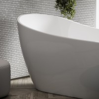 Акриловая ванна Sancos Perla FB06 170x70 см, отдельностоящая, белая, овальная, с каркасом, со сливом-переливом