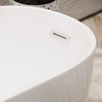 Акриловая ванна Sancos Perla FB06 170x70 см, отдельностоящая, белая, овальная, с каркасом, со сливом-переливом
