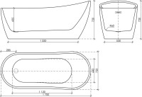 Акриловая ванна Sancos Perla FB06 170x70 см, отдельностоящая, белая, овальная, с каркасом, со сливом-переливом
