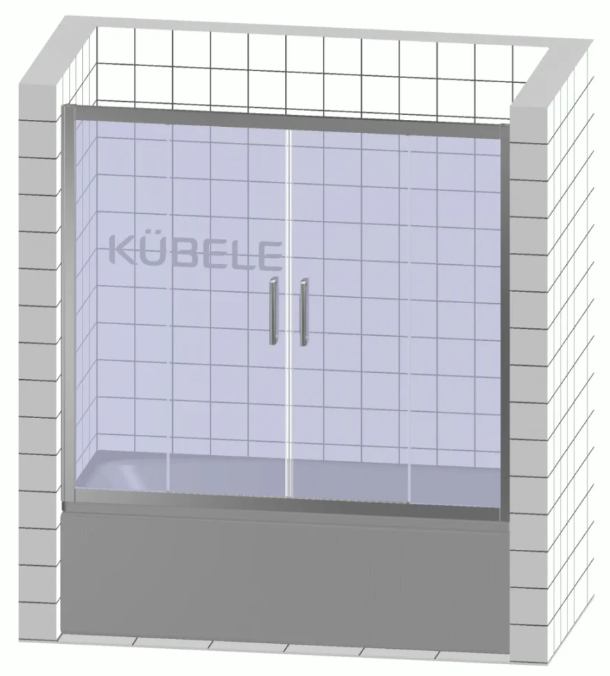Шторка на ванну Kubele DE019 P4-CLN-BR 165х150 см, профиль бронза