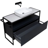 Тумба под раковину со столешницей Allen Brau Priority 120 напольная, антрацит матовый, столешница серый структ