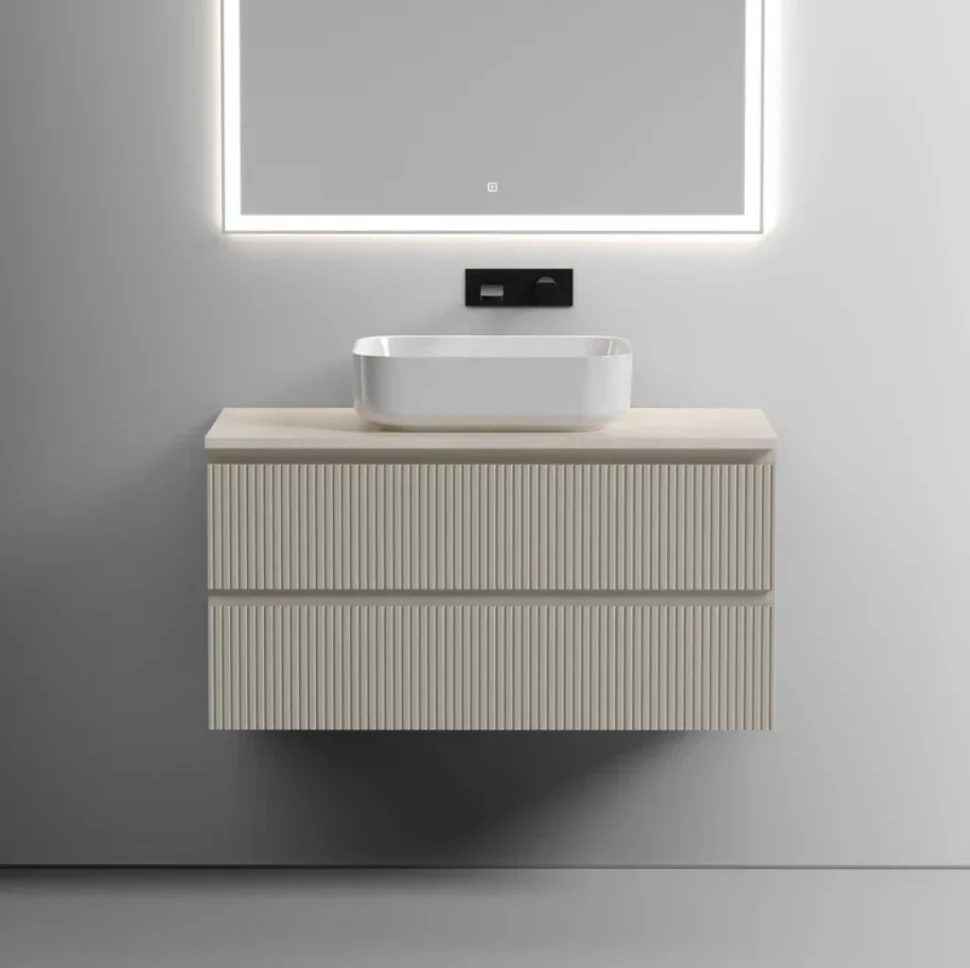 Тумба с раковиной Sancos Snob T 100 см, beige soft, столешница бежевая, раковина CN6011