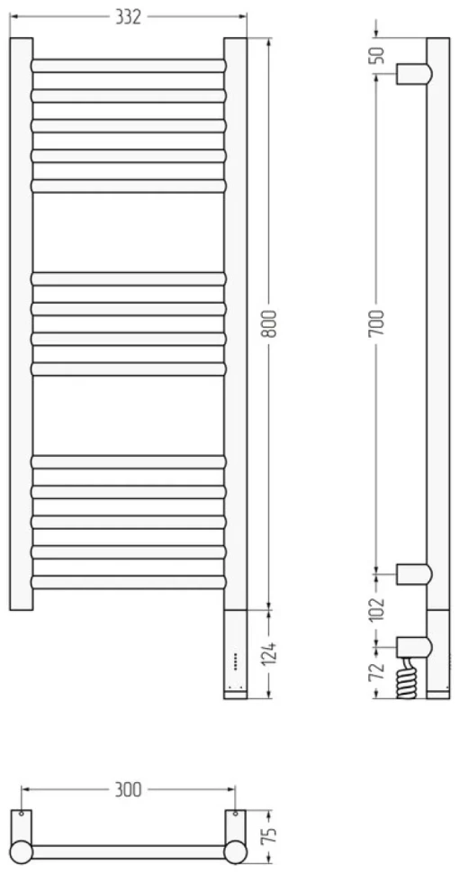 Полотенцесушитель электрический Сунержа Богема 3.1 071-6005-8030 90x35 см, подключение справа, сатин, лесенка