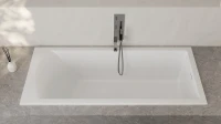Ванна из искусственного камня Salini Cascata Kit S-Sense 180x80 см, встраиваемая, белая, на ножках, со сливом-переливом, с донным клапаном
