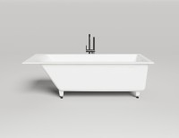 Ванна из искусственного камня Salini Cascata Kit S-Sense 180x80 см, встраиваемая, белая, на ножках, со сливом-переливом, с донным клапаном