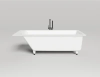Ванна из искусственного камня Salini Cascata Kit S-Sense 180x80 см, встраиваемая, белая, на ножках, со сливом-переливом, с донным клапаном