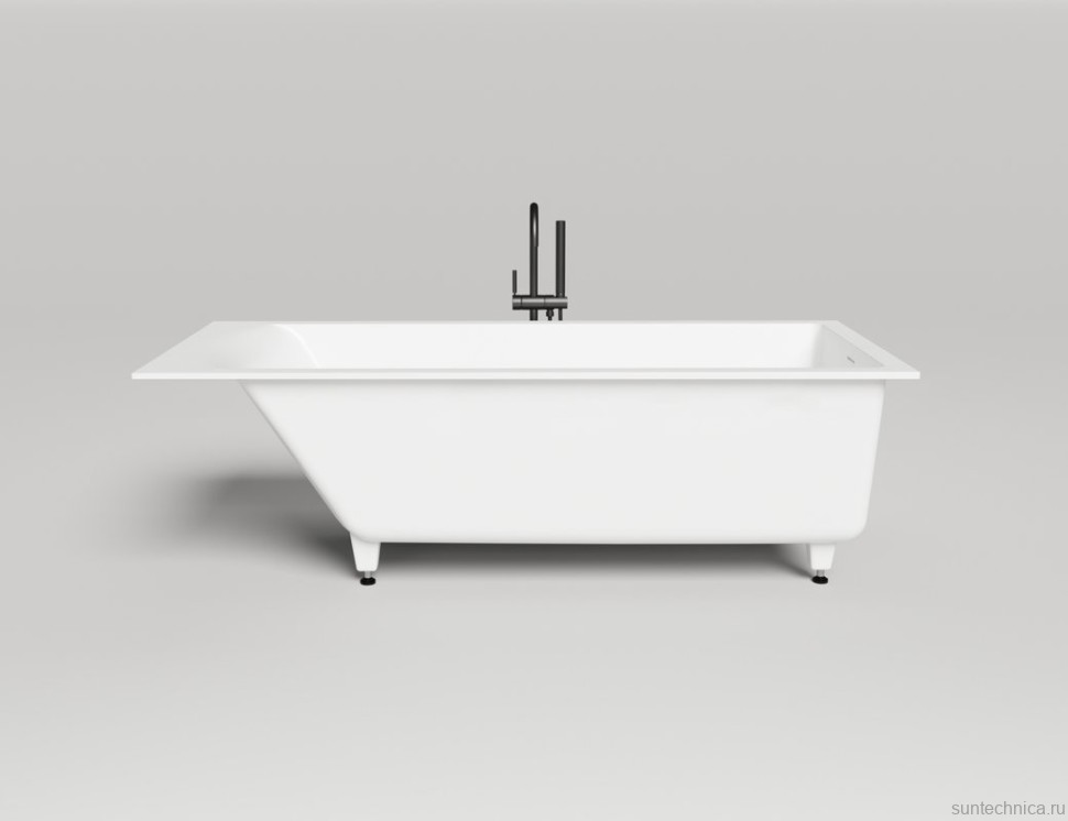 Ванна из искусственного камня Salini Cascata Kit S-Sense 180x80 см, встраиваемая, белая, на ножках, со сливом-переливом, с донным клапаном