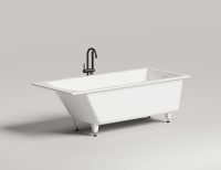 Ванна из искусственного камня Salini Cascata Kit S-Sense 180x80 см, встраиваемая, белая, на ножках, со сливом-переливом, с донным клапаном