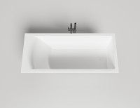Ванна из искусственного камня Salini Cascata Kit S-Sense 180x80 см, встраиваемая, белая, на ножках, со сливом-переливом, с донным клапаном
