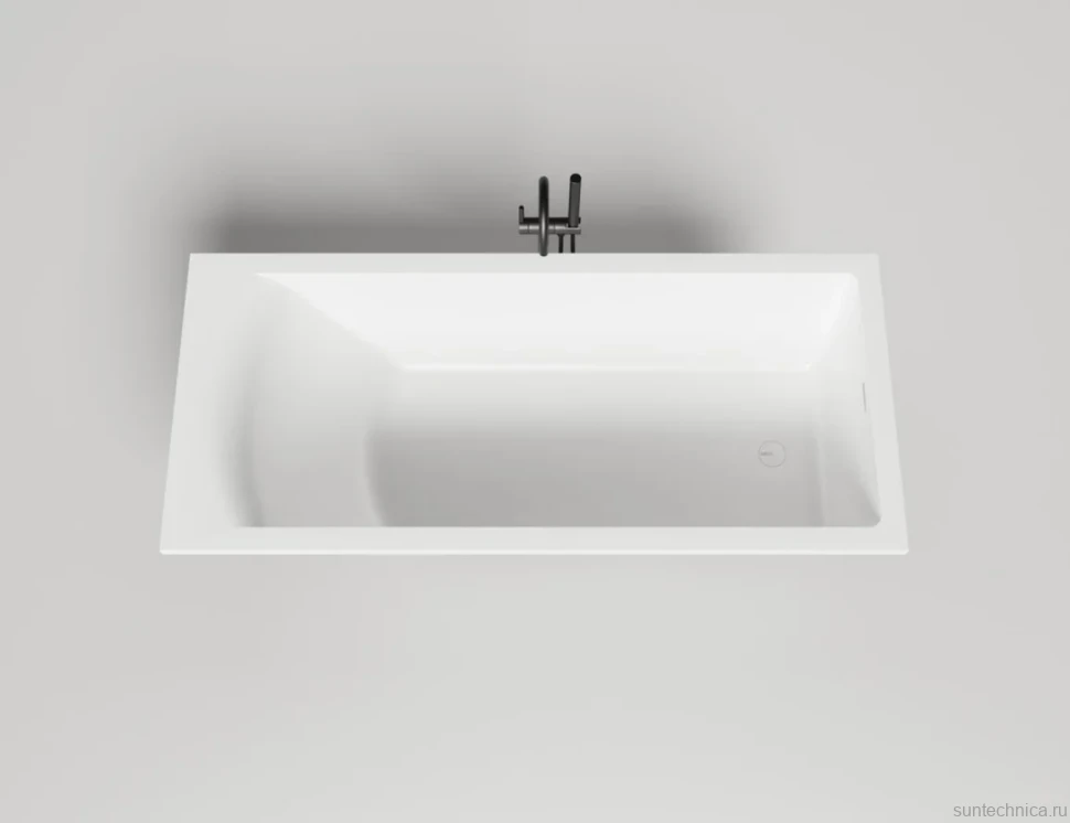 Ванна из искусственного камня Salini Cascata Kit S-Sense 180x80 см, встраиваемая, белая, на ножках, со сливом-переливом, с донным клапаном