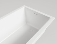 Ванна из искусственного камня Salini Cascata Kit S-Sense 180x80 см, встраиваемая, белая, на ножках, со сливом-переливом, с донным клапаном