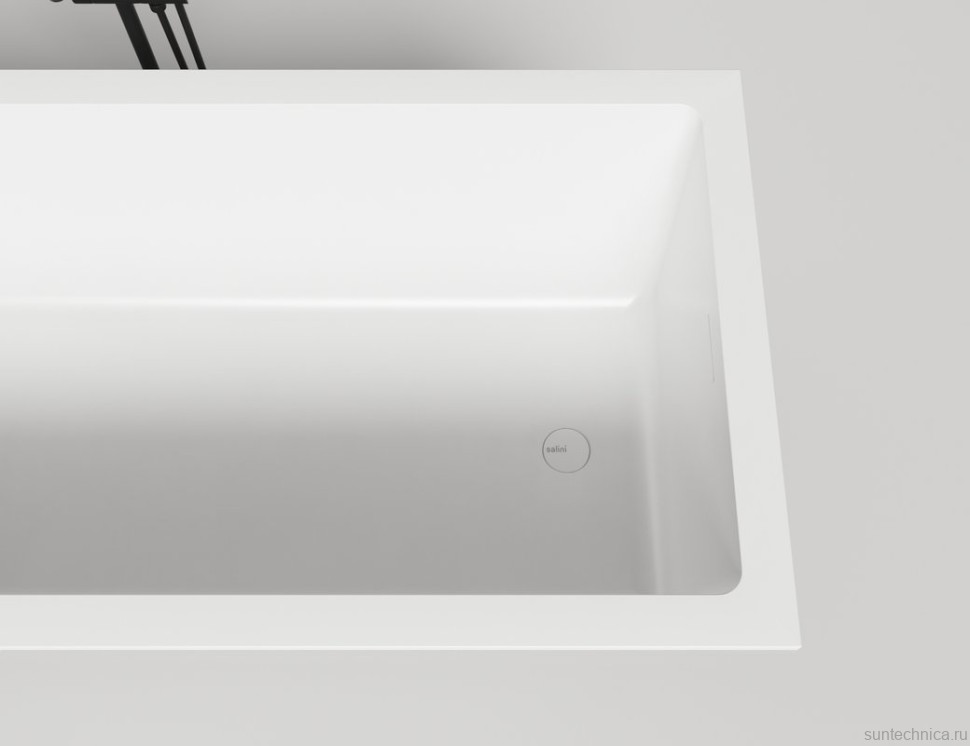 Ванна из искусственного камня Salini Cascata Kit S-Sense 180x80 см, встраиваемая, белая, на ножках, со сливом-переливом, с донным клапаном