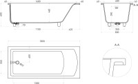 Ванна из искусственного камня Salini Cascata Kit S-Sense 180x80 см, встраиваемая, белая, на ножках, со сливом-переливом, с донным клапаном