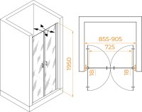 Душевая дверь в нишу RGW Passage PA-104-Gb 90 см, профиль золотой, стекло прозрачное