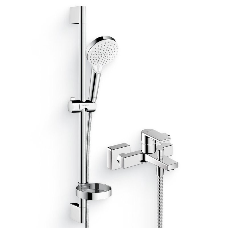 Душевой комплект Смеситель Hansgrohe Vernis Shape 71450000 хром + Гарнитур Crometta Vario 650 26553400 с мыльницей