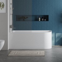 Акриловая ванна BelBagno BB712-1500-730-L 150x75 см, левая, пристенная, белая, асимметричная, на ножках, со сливом-переливом, с донным клапаном