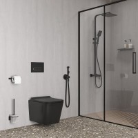 Комплект IDDIS 6в1: унитаз подвесной Bild безободковый + инсталляция Profix + клавиша смыва Unifix + набор аксессуаров Slide (держатель для т/б, ершик, крючок двойной)