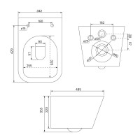 Комплект IDDIS 6в1: унитаз подвесной Bild безободковый + инсталляция Profix + клавиша смыва Unifix + набор аксессуаров Slide (держатель для т/б, ершик, крючок двойной)