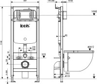 Комплект IDDIS 6в1: унитаз подвесной Bild безободковый + инсталляция Profix + клавиша смыва Unifix + набор аксессуаров Slide (держатель для т/б, ершик, крючок двойной)