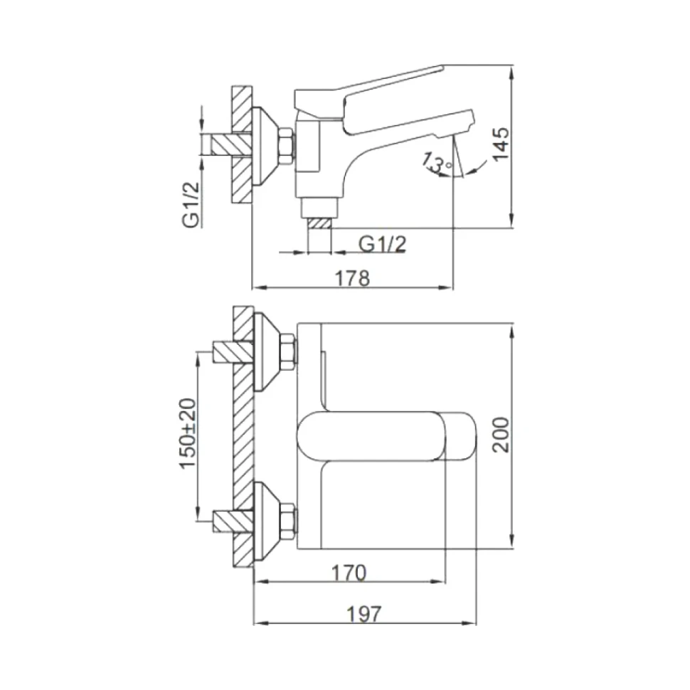 Смеситель для ванны с душем Frap H62 F3262-9 оружейная сталь