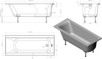 Ванна из искусственного камня Астра-Форм Мадейра 170x70 см, правая, пристенная, белая, на ножках