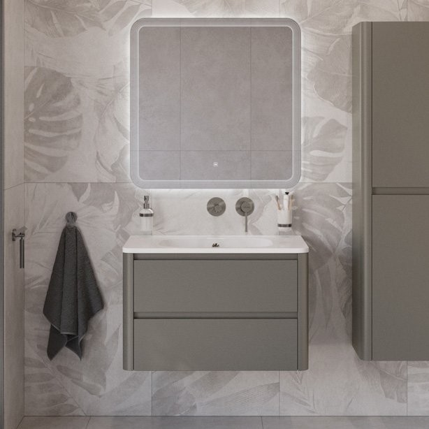 Тумба с раковиной Cezares Relax 80 подвесная, 2 ящика, сатин