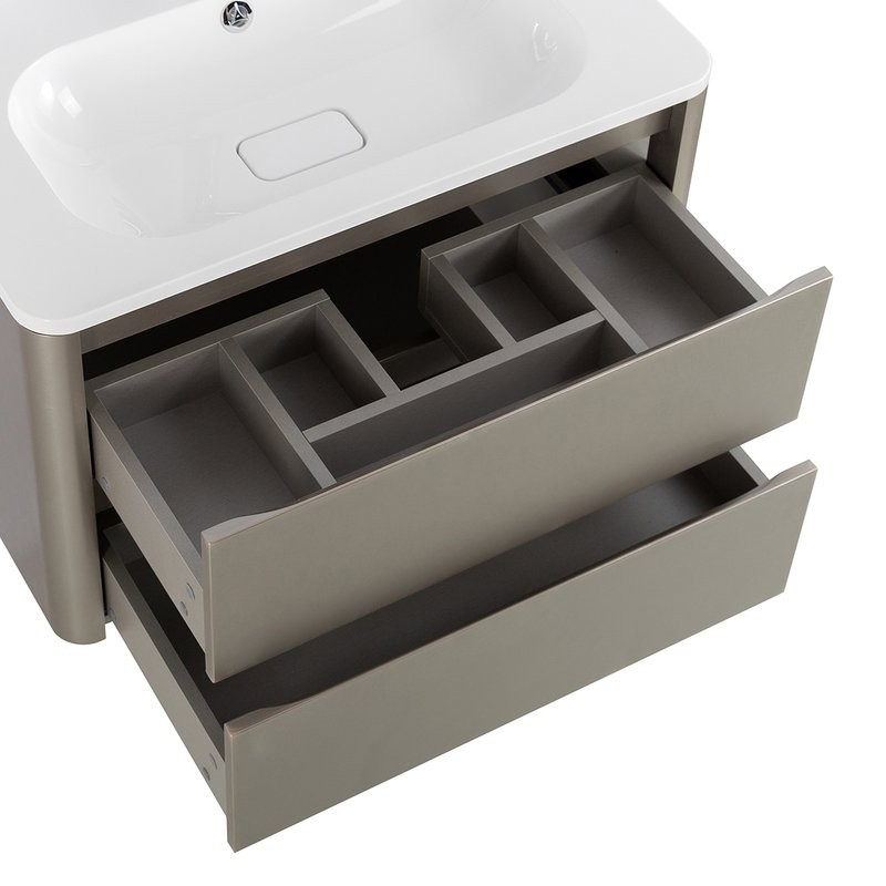 Тумба с раковиной Cezares Relax 80 подвесная, 2 ящика, сатин