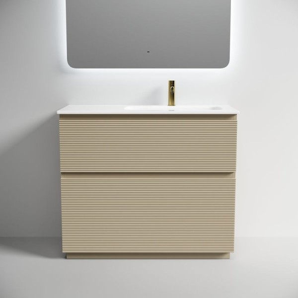 Тумба под раковину в ванную Sancos Folk Floor правая 995х445х850 мм, напольная с двумя ящиками, Капучино