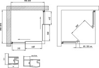 Душевой уголок Vegas Glass ZA-F Novo 100*80 02М 01 профиль черный матовый, стекло прозрачное