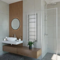 Полотенцесушитель электрический Grota Costa 430х1200 NM EL 120x45 см, подключение справа, слева, скрытое подключение справа, матовый хром, лесенка