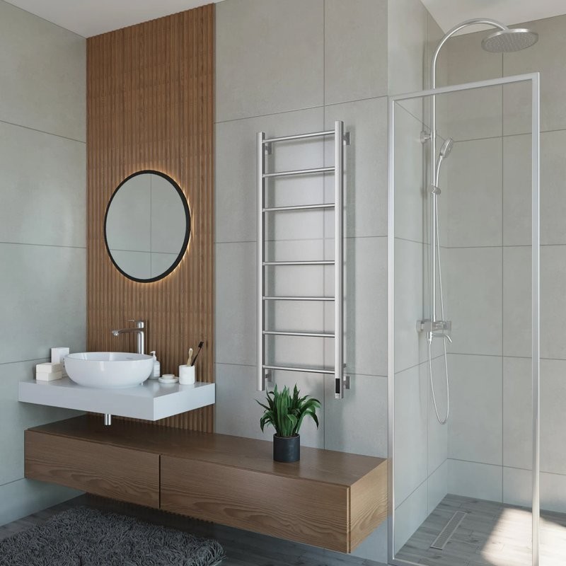 Полотенцесушитель электрический Grota Costa 430х1200 NM EL 120x45 см, подключение справа, слева, скрытое подключение справа, матовый хром, лесенка