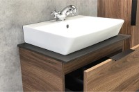 Тумба с раковиной Comforty Штутгарт 60 подвесная, дуб тёмно-коричневый