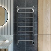 Полотенцесушитель электрический Grota App 530х1200 NP EL 120x55 см, подключение справа, слева, скрытое подключение справа, глянцевый хром, лесенка, с полкой