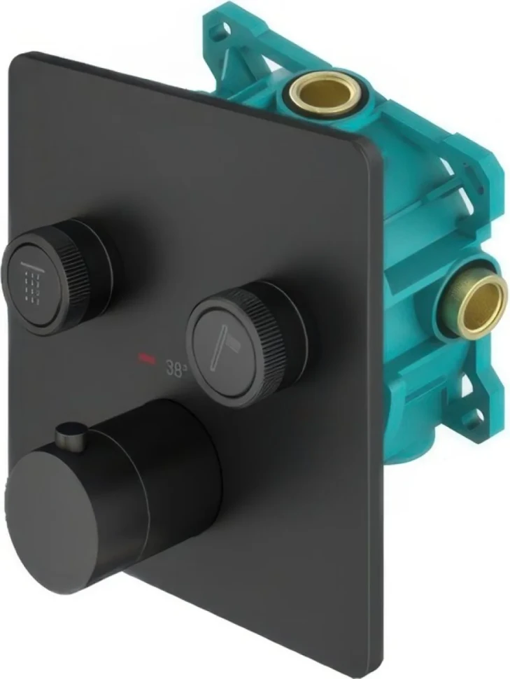 Термостатический смеситель встраиваемый Plumberia Selection PSBOX KITPSB2902NO С ВНУТРЕННЕЙ ЧАСТЬЮ, матовый черный