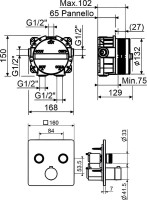 Термостатический смеситель встраиваемый Plumberia Selection PSBOX KITPSB2902NO С ВНУТРЕННЕЙ ЧАСТЬЮ, матовый черный